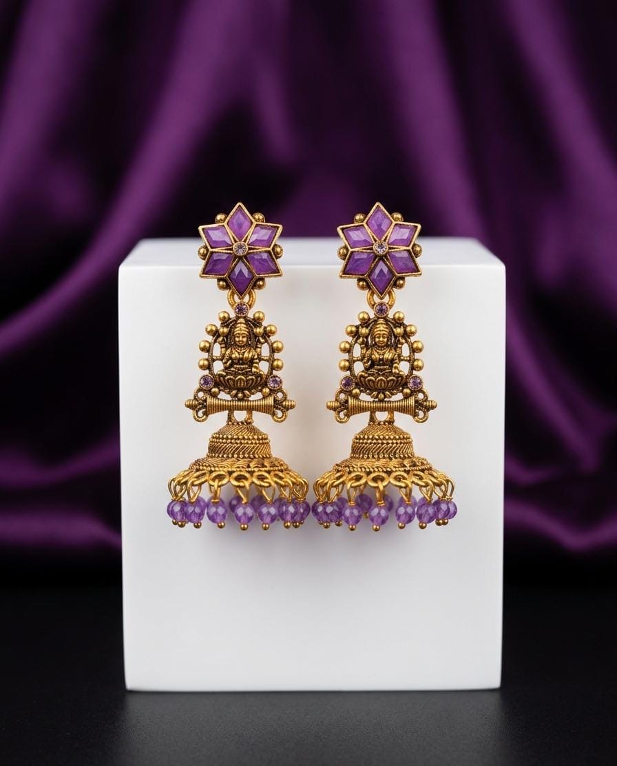 Gold and purple earrings