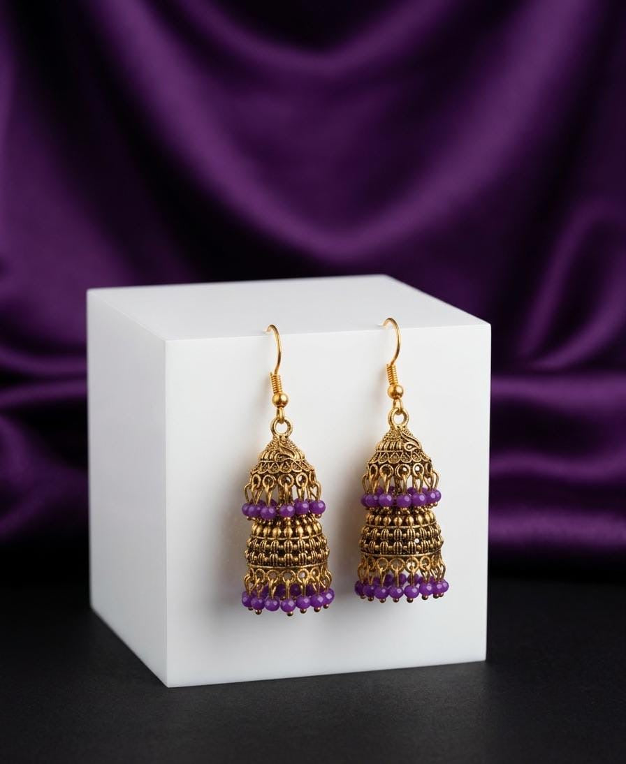 Double Layered Purple Jhumka