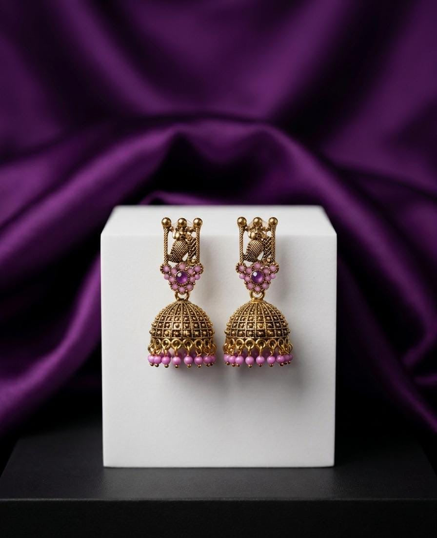 Gold and pink earrings