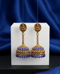 Long Laxmi Jhumka with Blue Beads