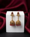 Gold and red earrings