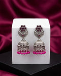 Pair of silver and pink earrings