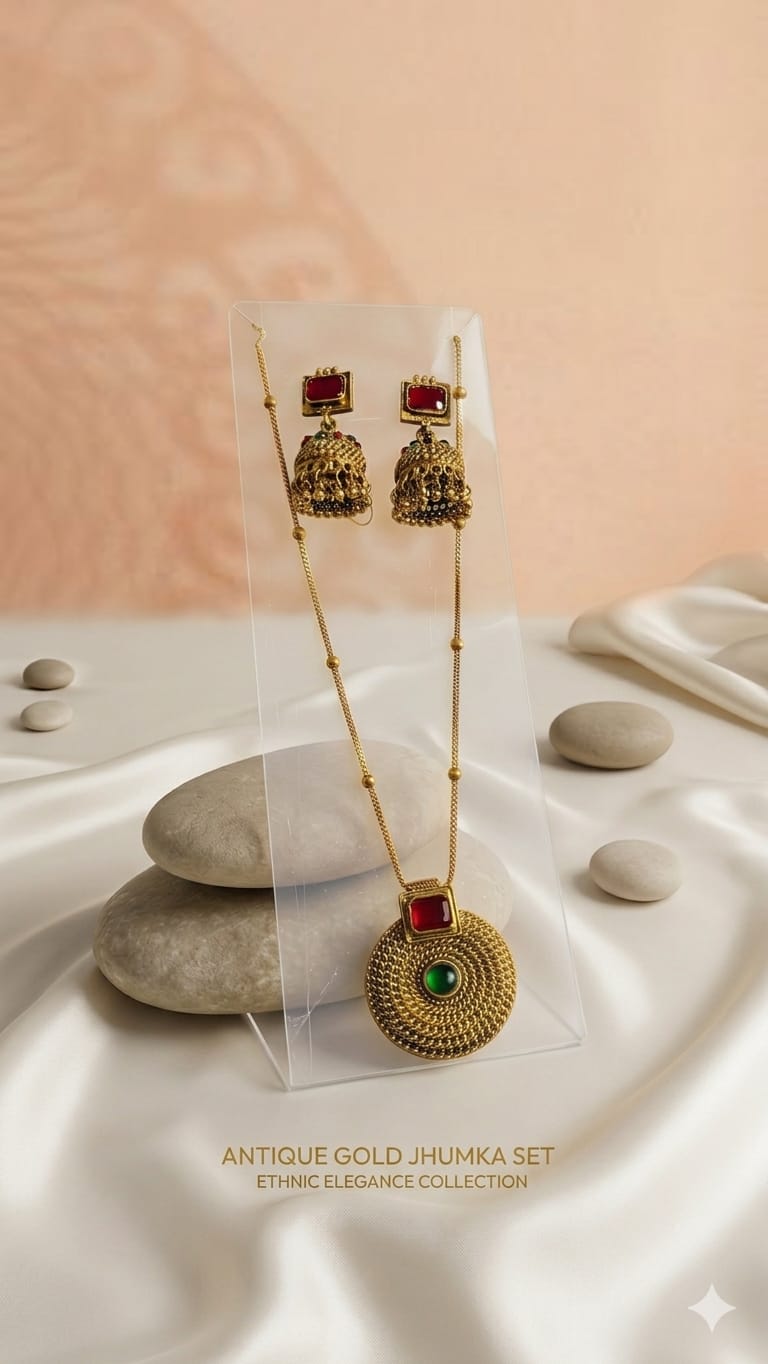 Antique Gold Jhumka set