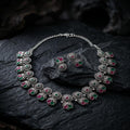 Silver jewelry set with gemstones